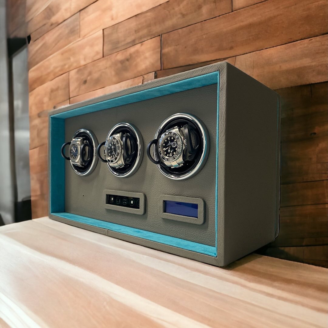 Avvolgitore per 3 Orologi Automatici con LCD in Pelle