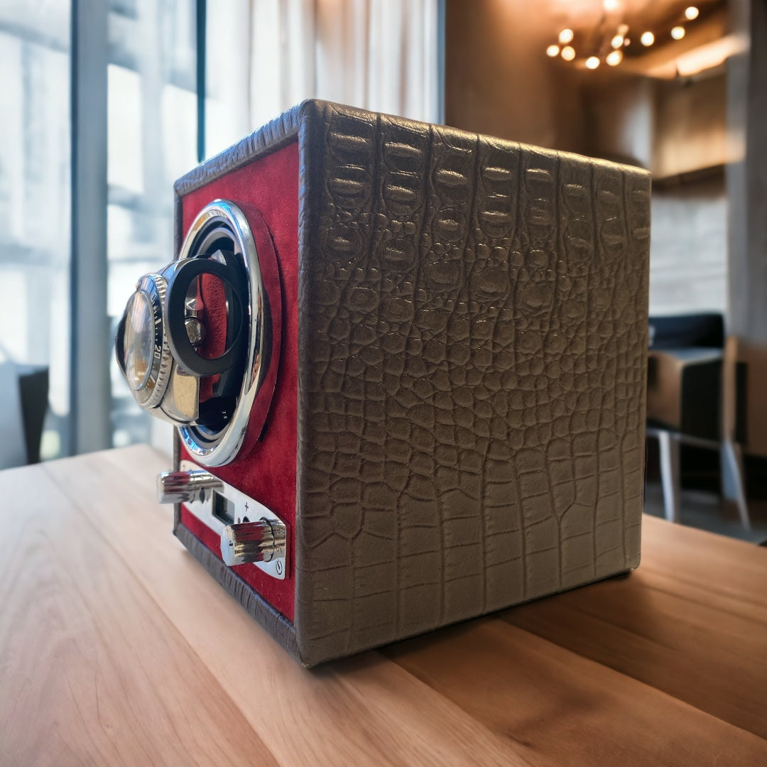 Avvolgitore per Orologi Automatici in Pelle Texture Coccodrillo | Piatti Milano