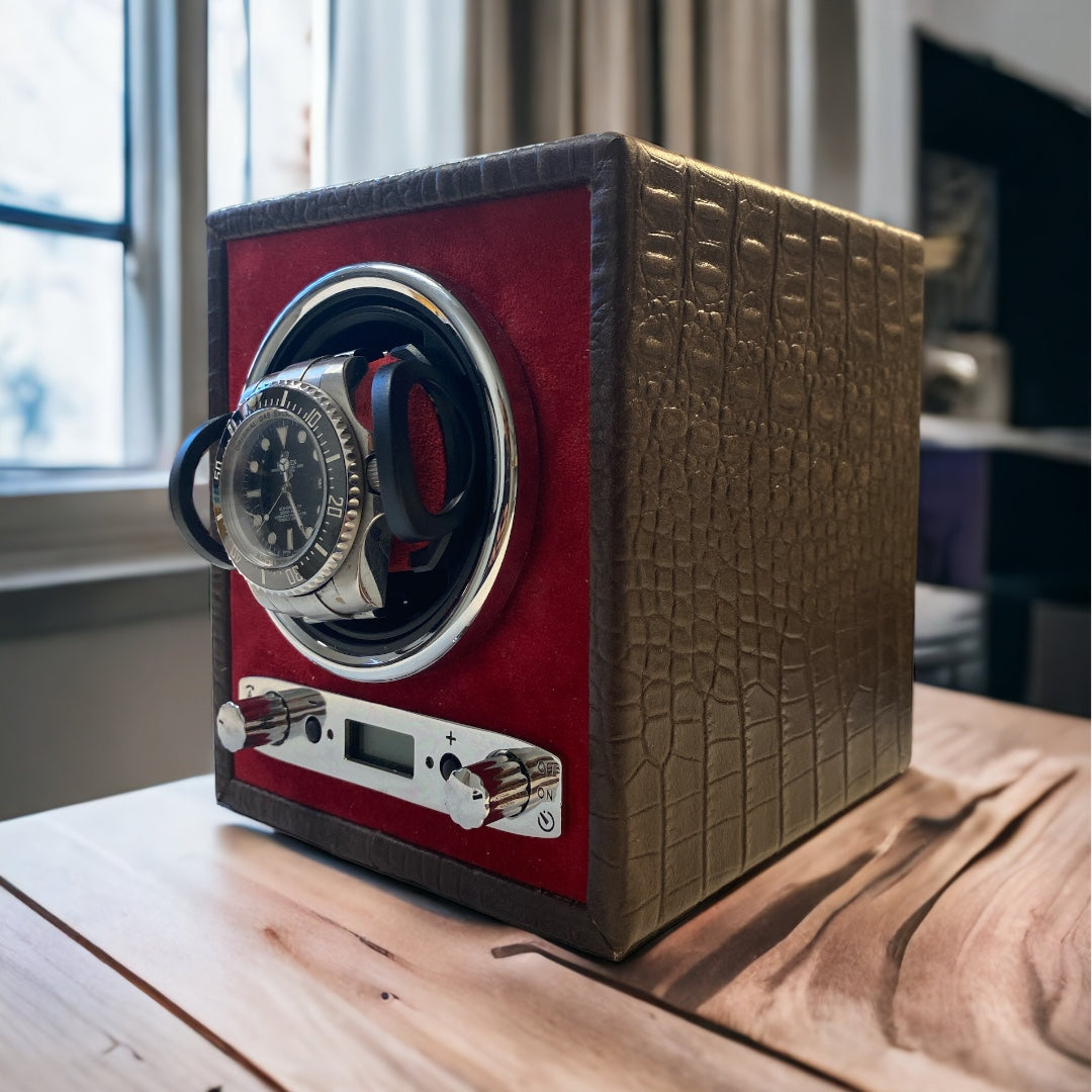Avvolgitore per Orologi Automatici in Pelle Texture Coccodrillo | Piatti Milano